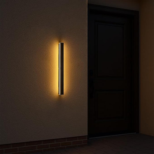31.5 Inch Long Outdoor Modern Wall Light, 3000K Warm Light Outdoor Wall Sconce, Waterproof Ip65 Linear Wall Sconce Lamps, 24W Rectangular Wall Light Fixture for Front Porch Garage Bedroom