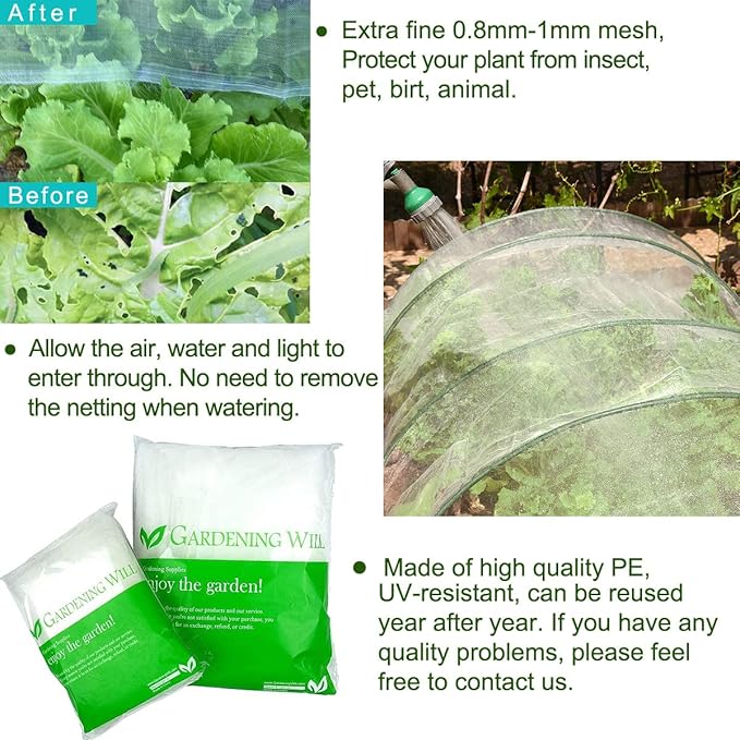 30x25Ft Mosquito Bug Insect Bird Fine Mesh Net Barrier Hunting Blind Garden Screen Netting for Protect Your Plant Fruits Flower