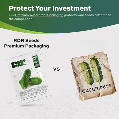 National Pickling Cucumber Seeds for Planting - Heirloom, Non-GMO, USA Grown Seeds in Premium Waterproof Packaging with Plant Information and Instructions - Cucumis Sativus