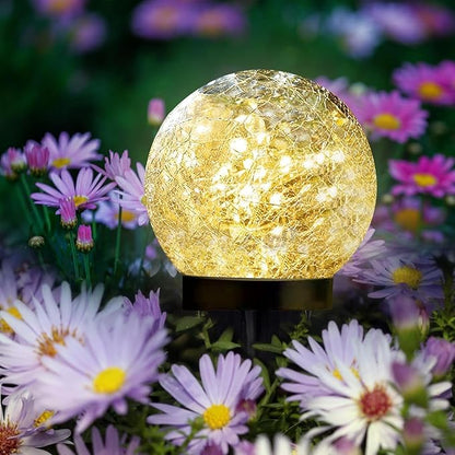 SyouHome Solar Garden Lights Outdoor Waterproof, 4 Pack 30 LEDs Cracked Glass Ball Light, Ground Landscape Garden Decor, Solar Globe Decorative for Pathway/Patio/Lawn/Yard