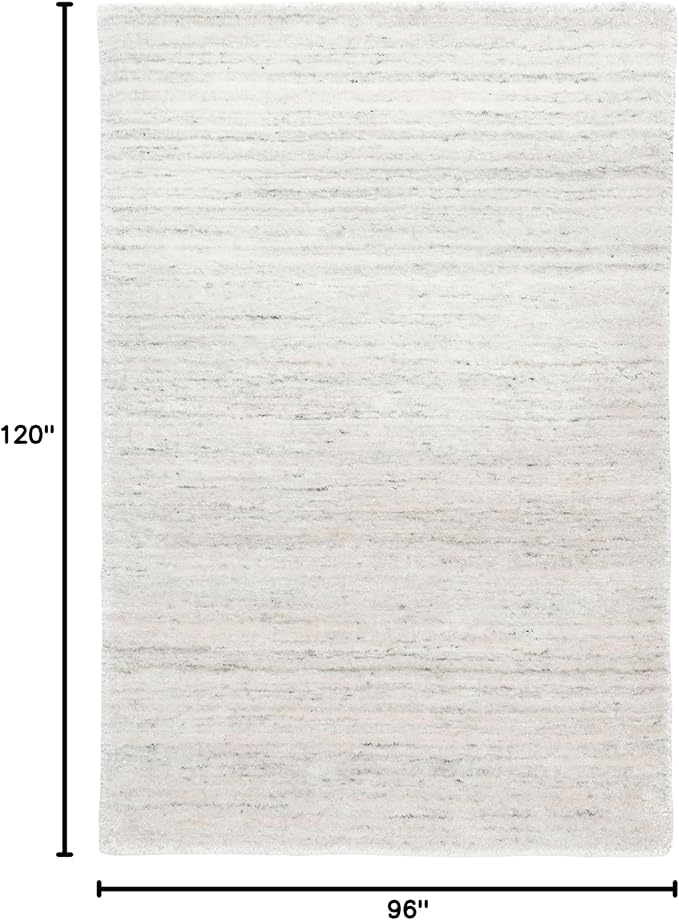 Dash & Albert Nordic White Hand Loom Knotted Performance Rug, 7.5 X 9.5 Feet, White Stripe Pattern