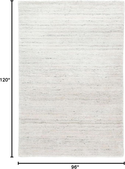 Dash & Albert Nordic White Hand Loom Knotted Performance Rug, 7.5 X 9.5 Feet, White Stripe Pattern