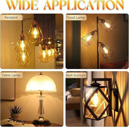 Edison Bulbs, E26 LED Bulb 60 watt Equivalent, Non-Dimmable, 2700K Warm White, ST58 Vintage Light Bulbs, 90+ CRI, E26 Medium Base, Clear Glass, 6 Pack