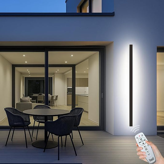 Modern Outdoor Wall Lights, 3CCT Color Selectable 92.5In Long Black Outdoor Wall Sconce Light, Waterproof Wall Mounted Linear Wall Lights for House, Garage, Exterior