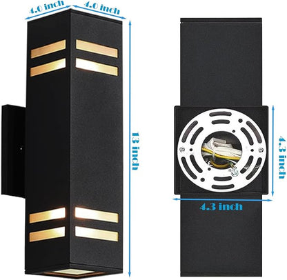 Up Down Lights Outdoor Wall Light, Brown Exterior Dawn to Dusk Outdoor Light Fixture, Porch Lights Wall Mount 2 Pack, IP65 Aluminum Modern Outside Lights for House Front Door, Porch