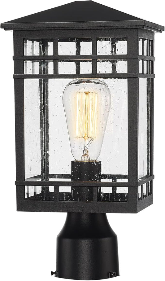 Treekee Outdoor Post Lights, Lamp Post Light Fixture, Waterproof Aluminum Pillar Lantern with Seeded Glass, Lamp Posts Outdoor Lighting for Walkway, Garden, Patio