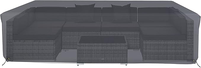 Covers & All Patio Sectional Sofa Set Cover 160 GSM PVC Emboss Fabric Outdoor Furniture Table and Chair Set Cover with Drawstring for Snug Fit (78" W x 62" D x 28" H, Grey)