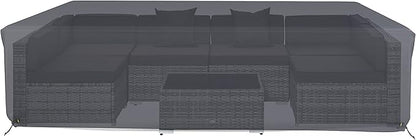 Covers & All Patio Sectional Sofa Set Cover 160 GSM PVC Emboss Fabric Outdoor Furniture Table and Chair Set Cover with Drawstring for Snug Fit (78" W x 62" D x 28" H, Grey)