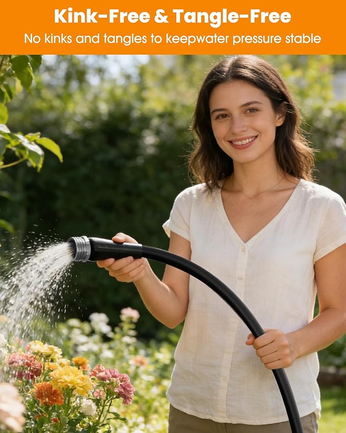 100 FT Garden Hose, Non-Expanding Water Hose, Ultra Flexible, Burst-Resistant, Kink-Free, High-Pressure Garden Hose for Easy All-Weather Use on Lawns, Gardens, and Outdoor Cleaning