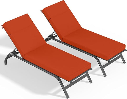 2 Pcs Chaise Lounge Cushions Outdoor, 80" L X 26" W X 4" D Lounge Chair Cushions for Outdoor Furniture, High-Density Foam Patio Chaise Cushion-Waterproof Fade-Resistant ThickPatio lounge chair cushion