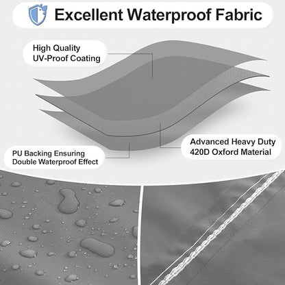 OutdoorLines Outdoor Waterproof Patio Table Furniture Set Covers - Rectangle Couch Sectional Cover Outside Weatherproof Patio Furniture Covering for Deck, Lawn and Backyard 74"L x 47"W x 28"H, Grey