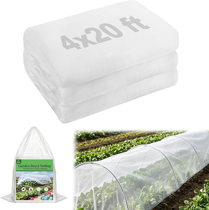 4x20ft Large Garden Netting - Ultra Fine Mesh Plant Covers to Keep Small Animals Pest Out, Bird Barrier Screen for Protecting Vegetables Fruits Flowers Raised Beds (Without Support Pole)