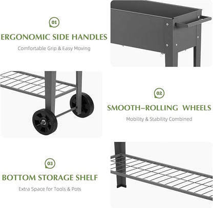 DDK Outdoor Heavy Duty Metal Raised Garden Bed with Legs (Dark Gray)