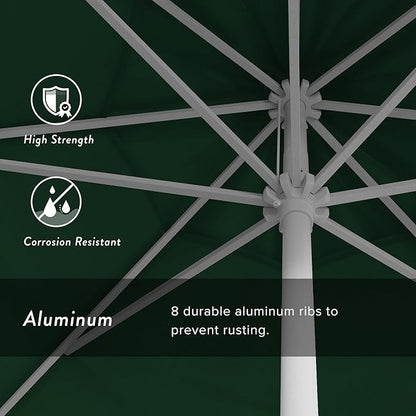 California Umbrella 7.5' Rd Aluminum Patio Umbrella, Crank Lift, Auto Tilt, White Finish