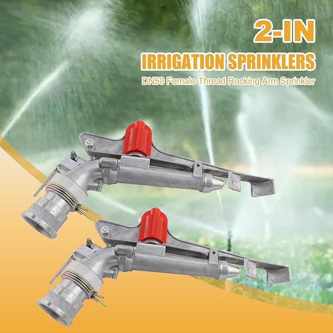2" Agriculture Farm Irrigation Sprinkler Lawn Sprinkler Irrigation Spray Gun Large-Area Watering Spray 360° Rotary Farm Lawn Garden Irrigation, Pack of 2 (2.0 Inch DN50 Normal) …