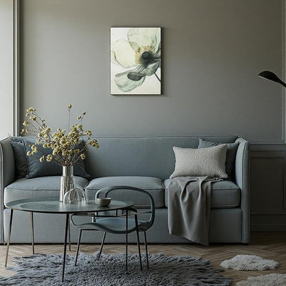 Sage Green Wall Art, flower pictures wall decor, Minimalist Modern Gold Green Canvas Artwork Paintings, Boho aesthetic canvas wall art for bedroom Bathroom Living room Office Decorations,12"x16"