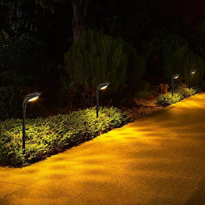 Solar Outdoor Pathway Lights, 2 Pack, Waterproof IP65, Stylish Snake Head Shape Design, Warm/Cool Light Dual Modes Switchable, Efficient Landscape Lighting for Garden, Walkway, Patio