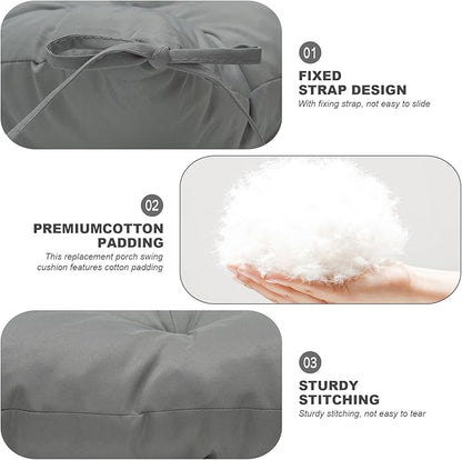 Porch Swing Cushions,Outdoor Cushions 3 Seater Replacement with Backrest, Waterproof Thickened Bench Cushion with Ties for Porch, Patio,Outdoor, Backyard and Garden (Light Gray 60 * 40 in)