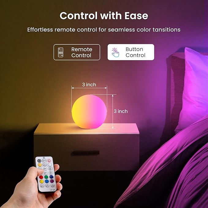 LOFTEK Floating Pool Lights, 3-Inch Rechargeable LED Balls, Color Changing Glowing Orb Sphere with Remote, 16 Color Orb Light for Indoor, Outdoor, Pool, Pond, Bathroom, Patio Decor, Gift (8 Pack)