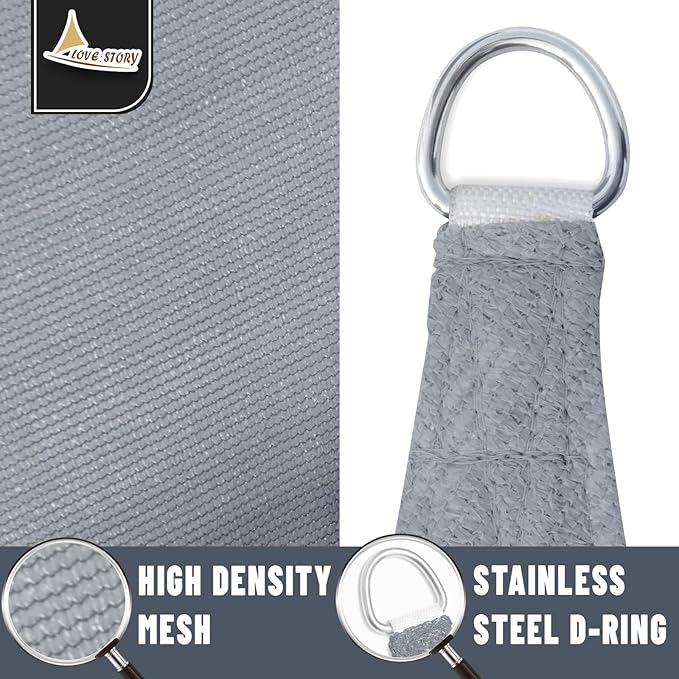 LOVE STORY Custom Size 7' x 11' Silver Grey Rectangle Sun Shade Sail Canopy Patio Sail Fabric Cloth Cover UV Block (We Make Custom Size)