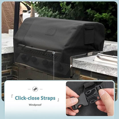 SHINESTAR 33 Inch Built-in Grill Cover for DCS, 600D Heavy Duty Waterproof Island Grill Top Cover with Vents & Click-Close Straps, Windproof BBQ Cover for Jenn-Air, Bull, Napoleon, Coyote and Weber