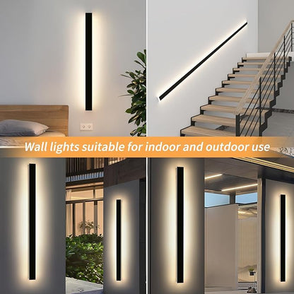 Mikeru 70.8inch Long LED Wall Light Fixtures, 3000k Exterior Wall Sconces, Acrylic Invisible Outdoor Lights for Porch Modern Exterior Wall Light Mount Lighting for House Courtyard Patio Garage