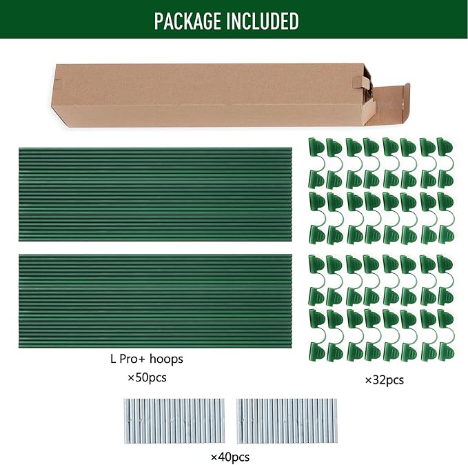 MAXPACE Greenhouse Hoops for DIY 2.7ft or Wider Grow Tunnel, Rust-Free Fiberglass Support Hoops Frame for Garden Fabric, Plant Support Garden Stakes, Gardening Supplies, 50pcs