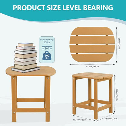 Plawdlik Adirondack Side Table, Wooden Textured,Hdpe Outdoor Weather Resistant Set for Patio, Garden, Porch, Pool, Backyard & Light Blue