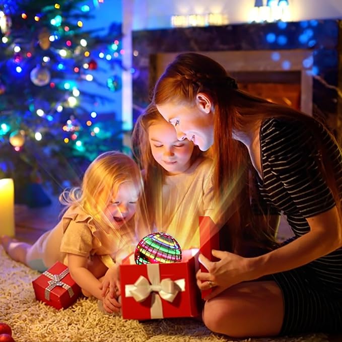 Ivtivfu Flying Orb Ball (Red, 2025 Upgraded) with Dazzling Lights, Magic Hover Spinner, Cool Boomerang Drone, Floating Cosmic Globe, Kids Outdoor Toys, for 6 7 8 9 10 Year Old Boys Girls