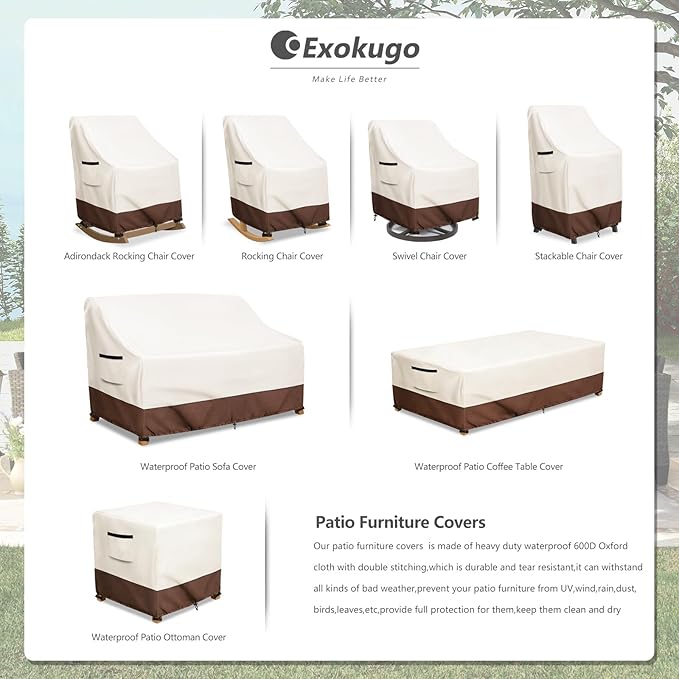 Waterproof 2 Pack Outdoor Swivel Chair Cover for Patio Chair Size Up to 40" W x 40" D x 36" H inch,Outdoor Lawn Patio Furniture Covers (Beige)