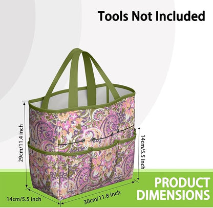 Paisley Garden Tool Bag - Waterproof Garden Tote with 8 Pockets, Large Storage Home Organizer Gardening Tool Oxford Bag for Garden Tools Kits Holder, Ideal Outdoor Gardening Gift for Women & Men