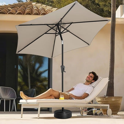 FLAME&SHADE 7.5ft Patio Umbrella - Outdoor Umbrella with Push Button Tilt and Crank for UV Protection, Table Market Umbrella for Garden, Deck, Backyard, Pool and Beach(Taupe)