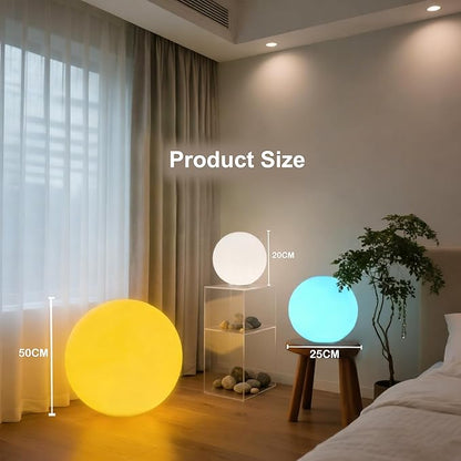 20 inch Large LED Globe Ball Light, Rechargeable LED Orb Light, Dimmable 16 RGB Colors Globe Floor Lamp w/Remote, Indoor/Outdoor Waterproof Glowing Globe Mood Lamp for Home Garden Patio Party