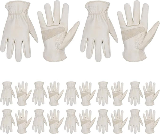 HLDD HANDLANDY 2 Pairs Leather Work Gloves for Men & Women, Reinforced Durable Palm for Welding, Farm, Gardening, Driving