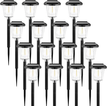 16Pack Solar Pathway Lights Outdoor, LED Solar Lights Outdoor Waterproof, Garden Light Solar Powered, Stake Landscape Lighting for Outside Yard Driveway Walkway Sidewalk Path Lawn Patio Garden Decor