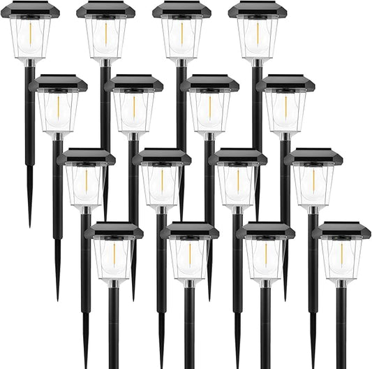 16Pack Solar Pathway Lights Outdoor, LED Solar Lights Outdoor Waterproof, Garden Light Solar Powered, Stake Landscape Lighting for Outside Yard Driveway Walkway Sidewalk Path Lawn Patio Garden Decor