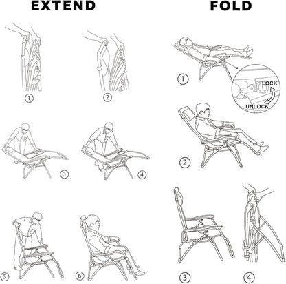 Oversized Padded Zero Gravity Lounge Chair, Foldable Patio Anti Gravity Reclining Chairs Folding Lawn Recliner with Cup Holder for Yard, Camping, Outdoor, Support 350 LBS, Green