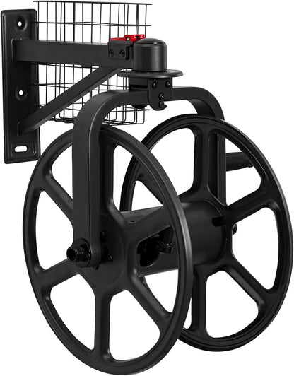 Liberty Garden Single Arm Navigator Hose Reel with Pull Up Latch, Black