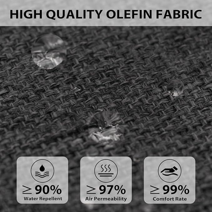 Sundale Outdoor Olefin Deep Seat Cushion Set of 2, Patio Chair Cushion and Pillow, Water-Resistant Sectional Sofa Pad with Straps Dark Gray, 24 x 24 x 4 Inches