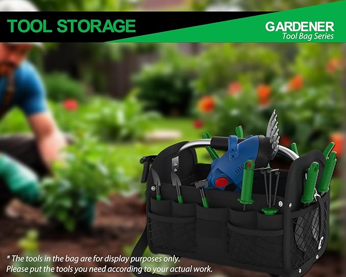 16 Inch Open Top Tool Bag, Waterproof Heavy Duty Tool Tote, Portable Storage Organizer for Electrician, Garden, Workshop & Maintenance Use