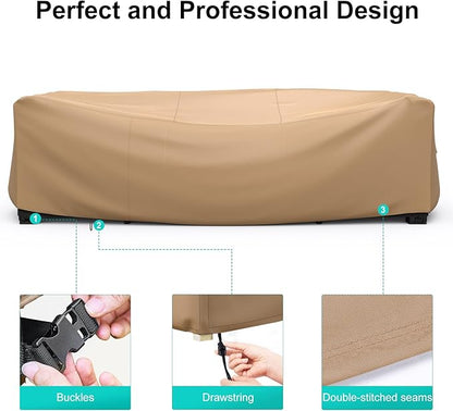 Patio Furniture Set Cover Waterproof, Heavy Duty Furniture Covers for Outdoor Sectional Sofa Set Wicker Rattan Table Chair Rectangular,118"L×57"W×28"H,Brown