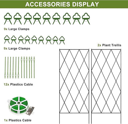 DoCred Cucumber Trellis, 2 Pack Metal Foldable A Frame Garden Trellis for Raised Bed Climbing Plants, Vegetables, Includes Plant Support Clips, Twist Ties, Plastic Ties, A Frame Trellis, Black