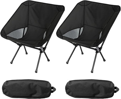 Wind Tour Portable Camping Chair Lightweight Foldable Outdoor Chair for Hiking Camp Backpacking Lawn Beach Fishing Picnic with Carry Bag (Black-2)