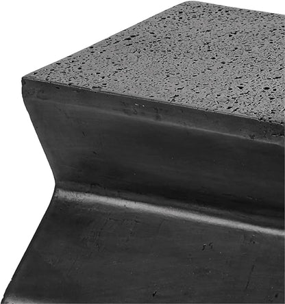 SUNBURY Concrete Side Table Set of 2, Outdoor Side Table Combine for Patio, Outdoor Accent Table Patio End Table in Spotted, Ceramic Garden Stool for Sunroom, Rectangular, Dark Grey