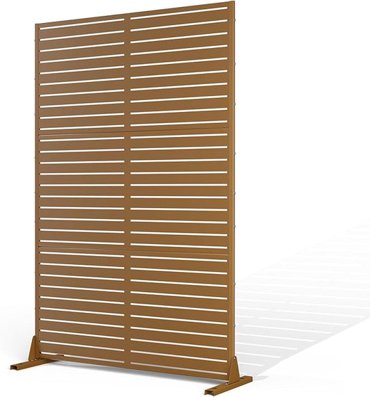 Metal Privacy Screen Outdoor Privacy Screen, Freestanding Fence Panel for Outside, 72''H×47''W, Decorative Screen Panel for Backyard/Patio/Deck