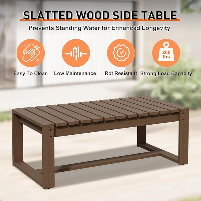 Rustic Hideaway Natural Cedar Wood Outdoor Furniture Set, Wicker Patio Conversation Set for Porch Garden Backyard, Couch, 4 Patio Chairs, Table and 2 Ottomans, 8 Piece, Brownish/Beige