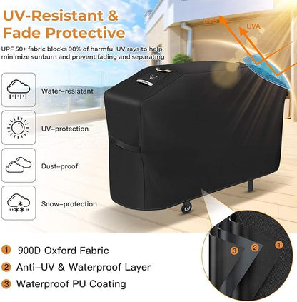 PasWith Griddle Cover for Blackstone 28 inch Griddle with Hood,Upgraded Rip-Proof & Waterproof Windproof 900D 5483 Grill Cover for Blackstone 2 Burner Griddle with Strap and Air Vent
