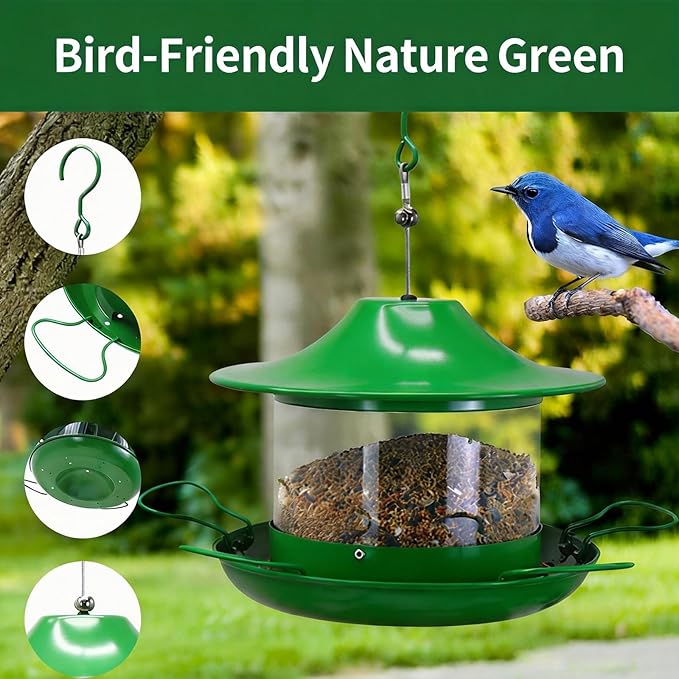Metal Bird Feeders for Outdoors Hanging, 4.5lb Large Capacity Wild Birds Feeders for Outside, Heavy Duty Durable Wild Birdfeeder for Garden Yard Decor, Gift for Bird Lovers
