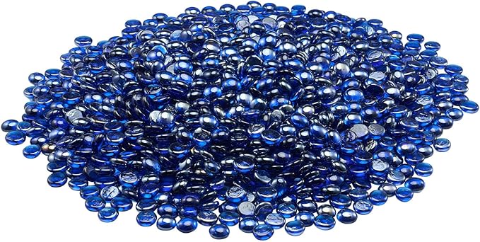 VEVOR Fire Glass, 20LBS / 9KG High-Temperature Resistant Fireplace Rocks, 3/4-Inch / 19.05 mm Reflective & Smokeless Firepit Glass Beads, High Luster Stone Landscaping for Fire Pit Table, Cobalt Blue
