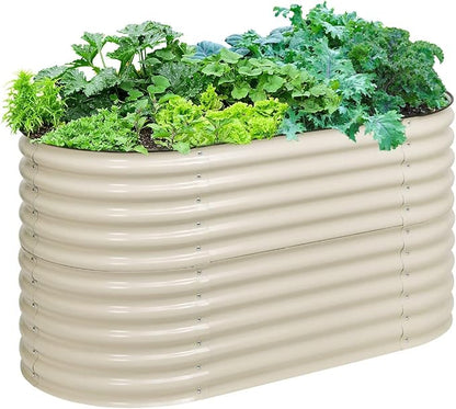 Aoodor 2-in-1 Modular Aluzinc Metal Raised Garden Bed, 63" L x 32" W x 32" H, Outdoor Planter Box for Vegetables, Flowers, and Herbs, Beige